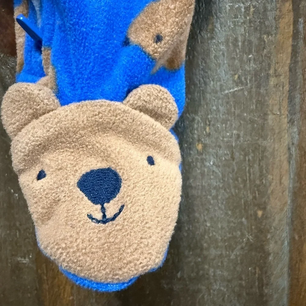 Ⓜ️Carter’s Child of Mine Newborn Fleece Footed Sleeper Blue Woodland Animals EUC